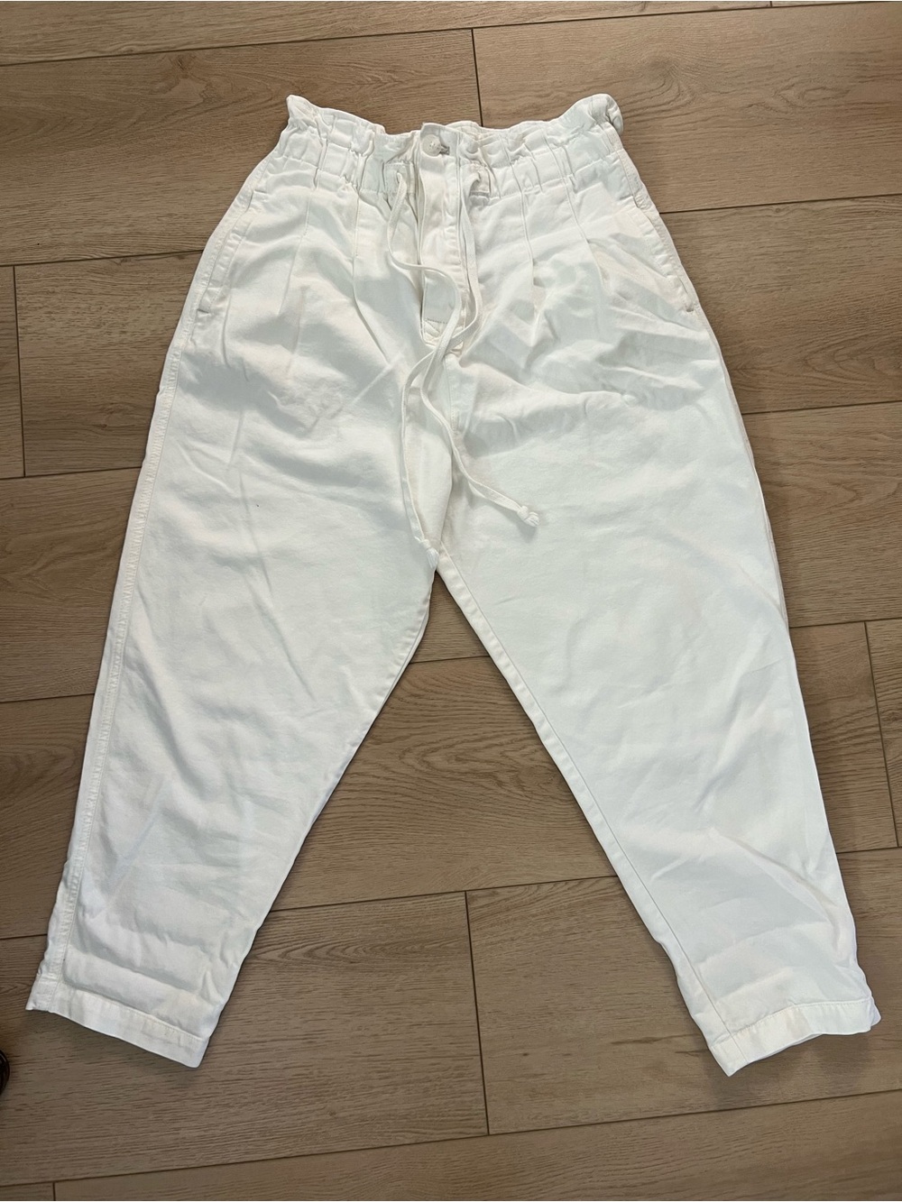 NWOT Free People White Drawstring Relaxed paper bag style